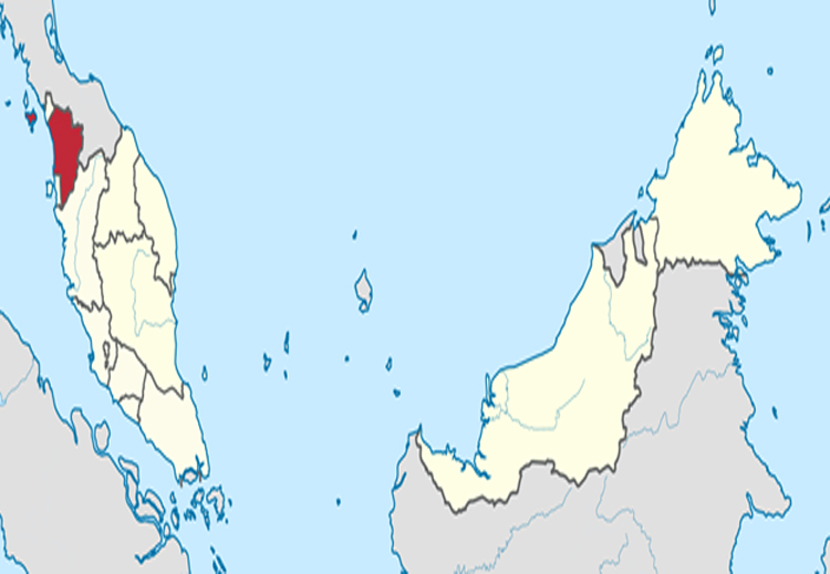 ولايات ماليزيا وموقع سلطنة قدح (باللون الأحمر)