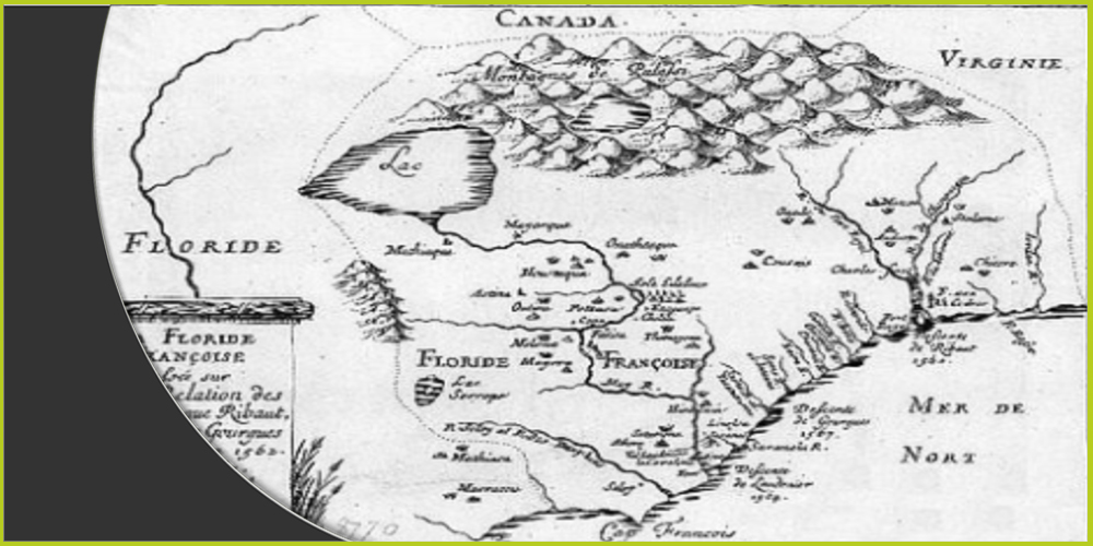 تشير خريطة فلوريدا الفرنسية التي رسمها بيير دو فال في ١٥٦٤ إلى أسماء المدن الأندلسية والمغربية