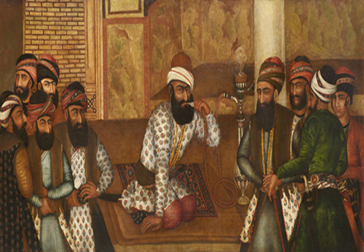 صورة للشاه الفارسي &quot;كريم خان&quot; وهو يدخن الشيشة في البلاط الملكي بشيراز - عام 1755 