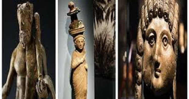 أمثلة على التماثيل التي عثر عليها في موقع المعبد بالفاو