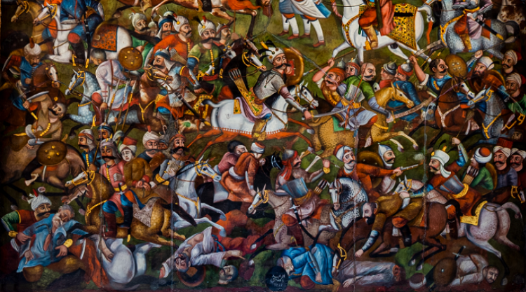 جانب من لوحة تصوّر المعارك بين الصفويين والعثمانيين... والتي استمرّت نحو قرن ونصف