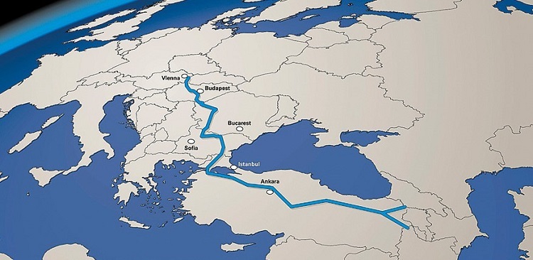 خط أنابيب &quot;نابوكو&quot; باللون الأزرق يعبر البلقان باتجاه وسط أوروبا 