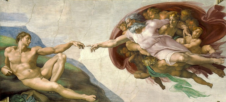 لوحة خلق آدم لمايكل أنجلو