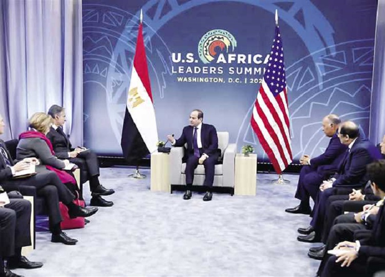 الرئيسي المصري عبدالفتاح السيسي خلال لقائه وزير الخارجية الأمريكي أنتوني بلينكن