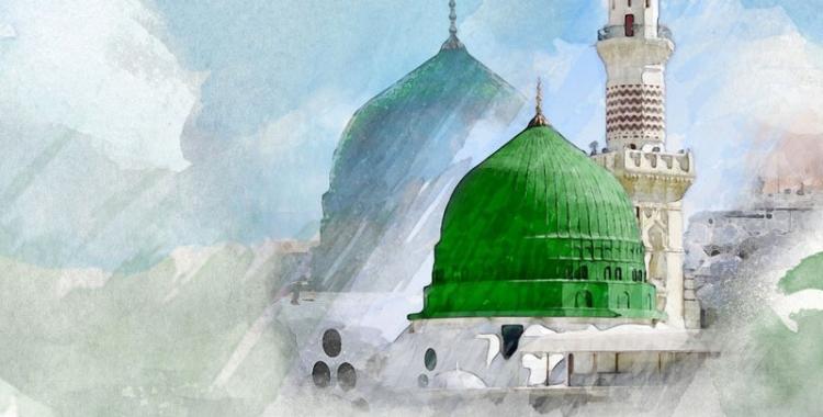 دهنت قبة المسجد النبوي باللون الأخضر وصارت علامة مميزة في سماء المدينة المنورة