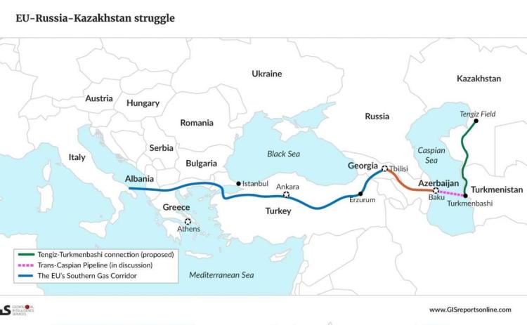 الخطّ المقترح لنقل الغاز من آسيا الوسطى باتجاه أوروبا
