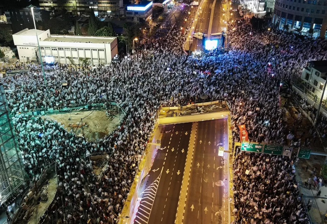 تصاعد مظاهرات إسرائيل... فعاليات "يوم الشلل الوطني" تصاعد مظاهرات إسرائيل... فعاليات "يوم الشلل الوطني"