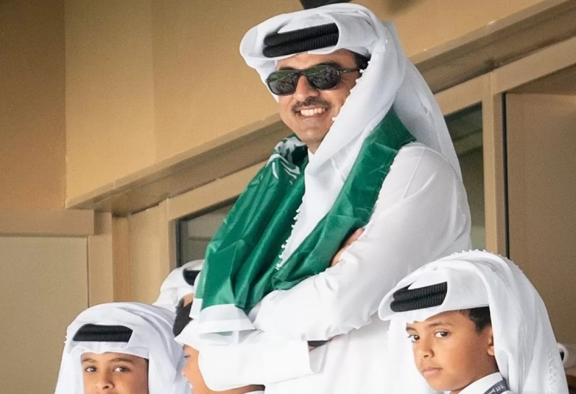  الشيخ تميم يواصل التعبير عن فرحه بفوز الأخضر على التانغو