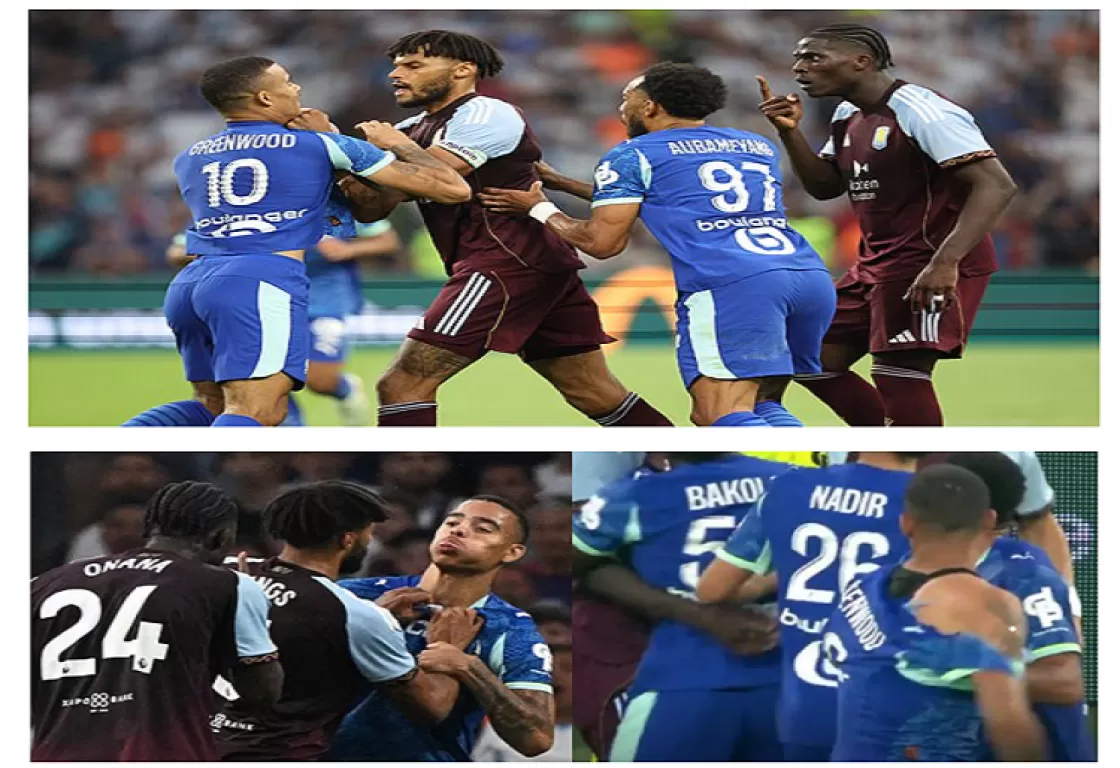 عنف واعتداءات وتمزيق للقمصان .. ودية مارسيليا وأستون فيلا تتحول إلى معركة بين اللاعبين
