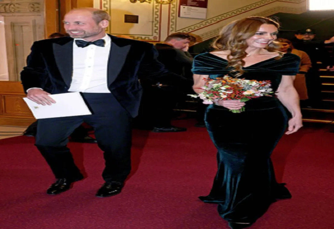 الأميرة كيت وولي عهد بريطانيا يتألقان في أمسية الفنون الملكية